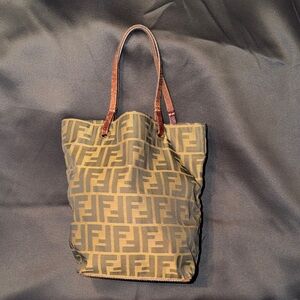 Fendi Dark Brown and Black Logo Tote